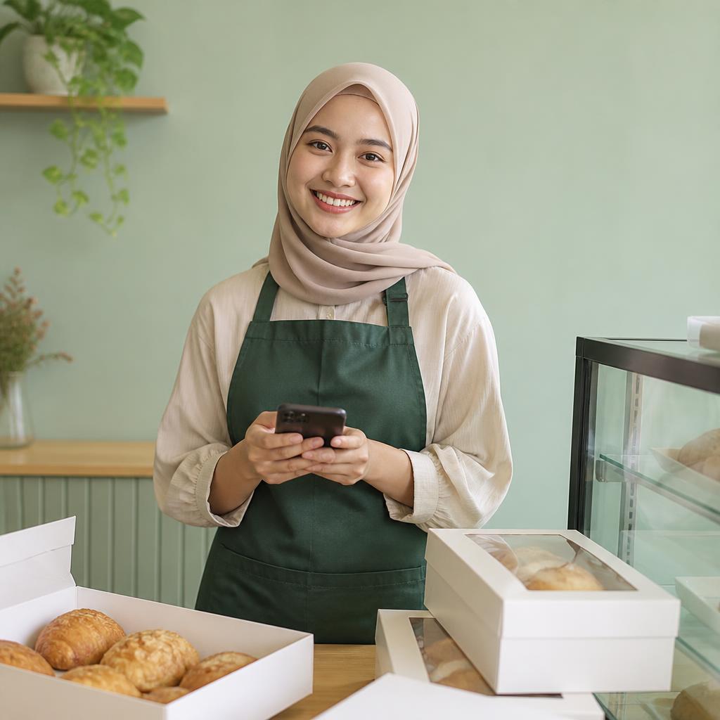 Pemilik UMKM menggunakan Satu Lapak dari ponsel